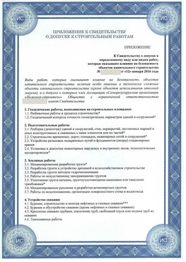 Приложение к свидетельству о допуске к строительным работам Лесосибирск СРО в строительстве